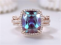 $ 9870 11.30 Ct Alexandrite Diamond Ring Set 14 Kt