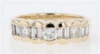 1.00 Ct Round Baguette Diamond Band Ring 14 Kt