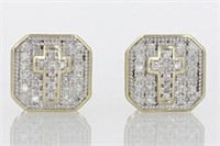 .30 Ct Diamond Cross Stud Earrings 10 Kt