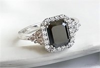 $ 9600 2.70 Ct Black White Diamond Ring 14 Kt