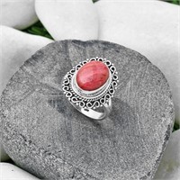 925 Sterling Silver Pink Tulip Quartz Ring