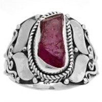 925 Sterling Silver Pink Tourmaline Rough Ring