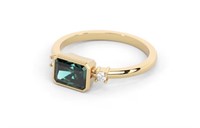1.15 Ct Bezel Set Emerald Diamond Ring 14 Kt