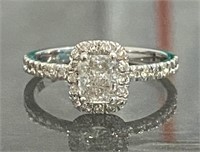 1.15 Ct Diamond Cushion Halo Engagement Ring 14 Kt