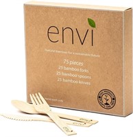 New Envi 75 Piece Bamboo Cutlery Set - (Fork,