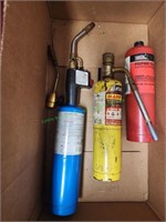 2 Propane Bottles, 1 Mapp Bottle & 3 Torch Heads