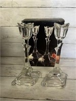 Glass tulip candle sticks