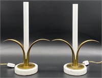 Pair Mid-Century Swedish Style Brass Lily Lamps