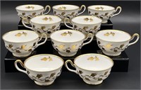 10pc Royal Chelsea Golden Jade Tea Cups