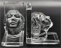 New Martinsville Glass Lady Head Bookends
