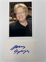 Jerry Springer autographed index card