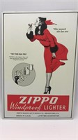Vintage Zippo Lighter Sign Metal