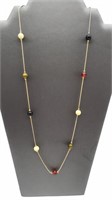 Gold Tone Necklace With Glass/stone Beads
