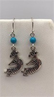 Kokopelli Earrings Blue Bead