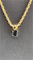 Dark Stone, Goldtone Chain Pendant