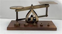 Vintage Brass Scale With A Set Of Weights