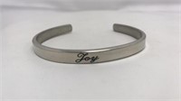 Raymond Pewter Cuff Bracelet "joy" Engraved