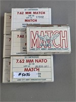 7 boxes 7.62x51  Lake City Match Ammo