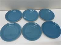 6 retro blue plates England