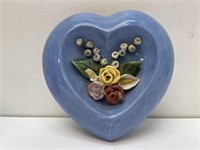 B Kelso 1948 heart floral pottery wall vase