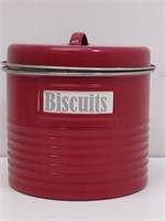 Lg Red Metal Vintage Style Biscuit Metal Canister