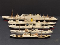 5 Asstd, Model Shipping  Vessels, Wood Base,