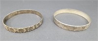2 Vtg Silver Plated Bangle Bracelets