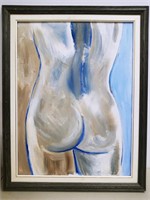 Modernist Female Nude Acrylic Signed