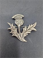 Scottish Thistle Sterling Silver Brooch Pin