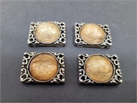 4 Vintage Mounted Cameo Panels in Setting