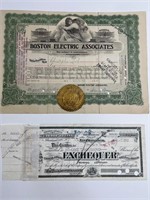 1912 Mining stock & 1922 Electric co stock certs