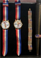 Vtg lot of Patriotic Jewelry and Swiss 70's Watch