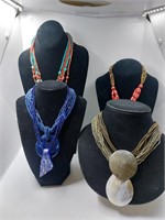 Lot of 6 Beaded Necklaces with Matching Pendants