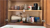 Shelf lot of Assorted Glasses and Kitchen Items