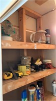 2 Shelfs of Assorted Tools, Nails, and Other