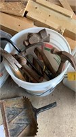 Bucket of Various Hammers