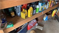 Shelf lot of assorted Oils, Cleaners and More