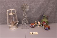 Latern, windmill, pottery vase