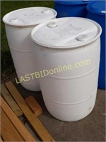 2 white Poly 55 gallon Drums / Barrels
