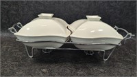 Siena Ceramic Double Warmer Chafing Dish with