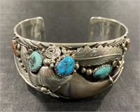 (CX) Navajo Sterling Silver Old Pawn Bearclaw