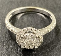(CX) Diamond Ring w 14k White Gold Band Size 8.