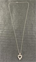 (CX) Diamond Heart Necklace w 10k White Gold