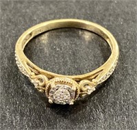 (CX) Diamond Ring w 10k Gold Band Size 6.5. 1.55