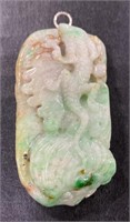 (CX) Hand Carved Jade Lizard Pendant. 2-3/4” x