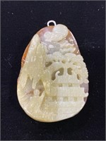 (CX) Hand Carved Jade Pendant of Environment
