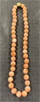 (CX) Sterling Silver Clasp Coral Bead Necklace