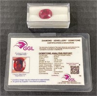 (CX) GGL Corundum Oval Cut Ruby Colored