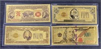 (CX) Various Gold Banknotes 99.9% Pure 24k Gold.