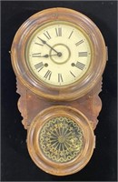 (CT) Antique Wood Wall Clock 19” x 12” x 4”